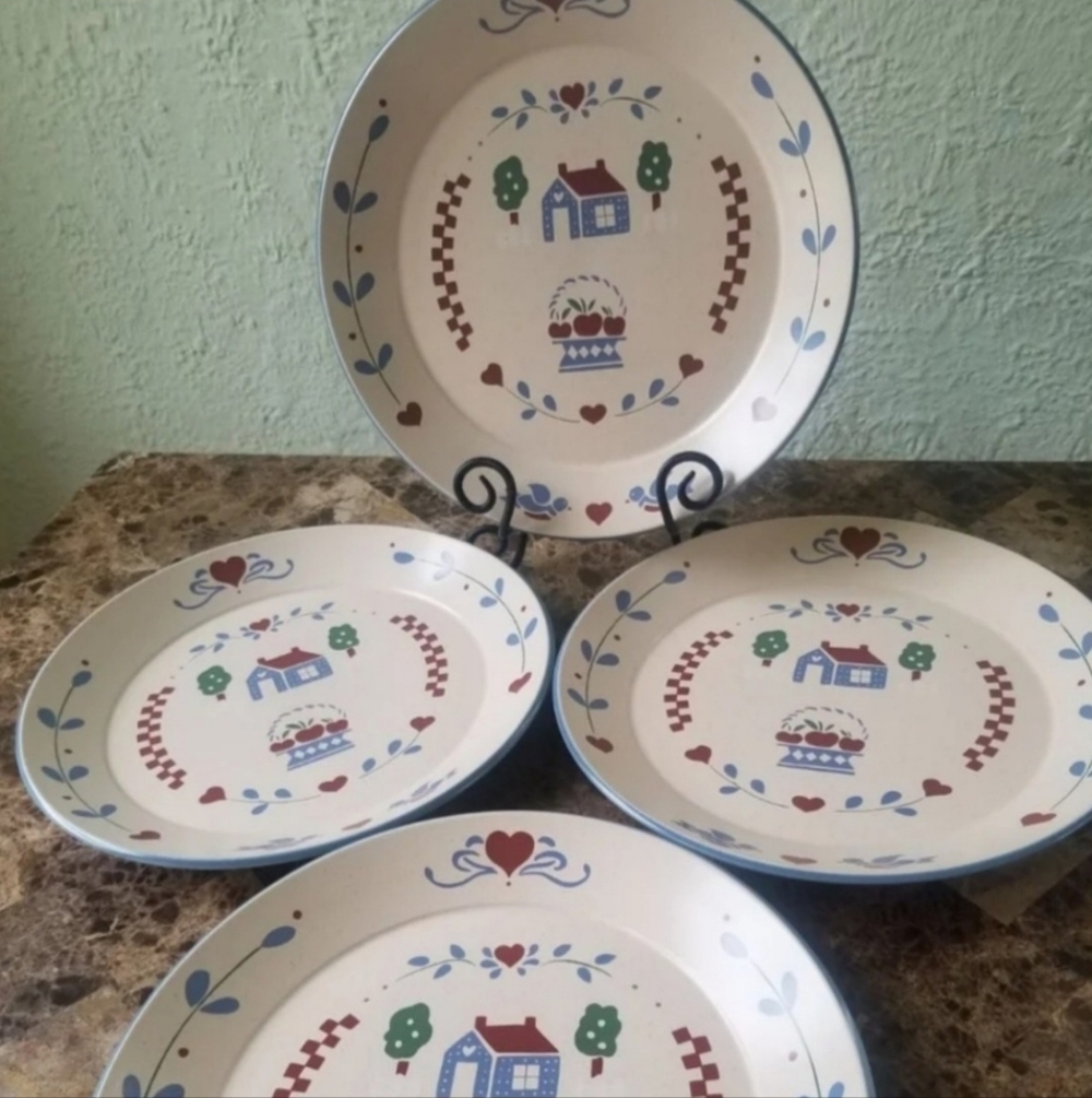 Set 4 International China Habersham Salad Dessert Plates 7 3/4" Japan Farmhouse